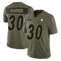 STECN P.Steelers #30 Jaylen Warren Player Olive 2025 Salute To Service Limited Home Game Stitched Jerseys