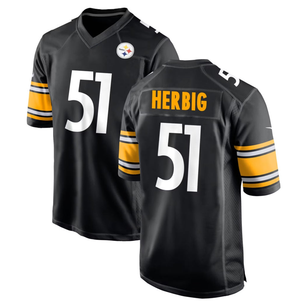 STECN P.Steelers #51 Nick Herbig Player Black Home Game Stitched Jerseys