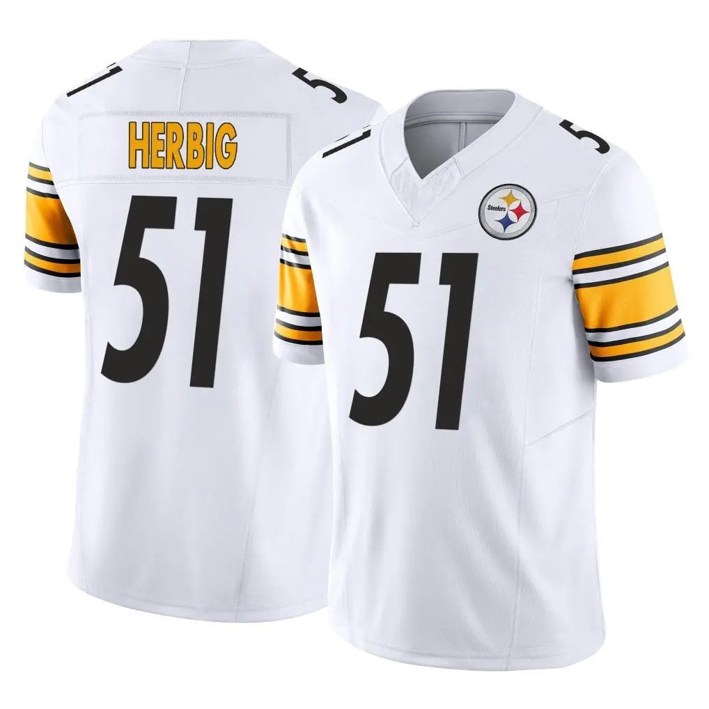 STECN P.Steelers #51 Nick Herbig Player White Limited Vapor F.U.S.E. Home Game Stitched Jerseys