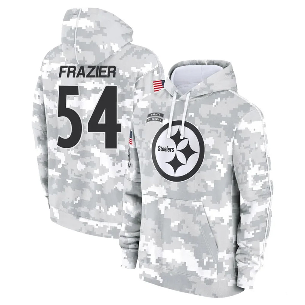 STECN P.Steelers #54 Zach Frazier Player Arctic Camo Limited Salute to Service Pullover Hoodies Game Stitched Jerseys