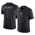 STECN P.Steelers #5 Jalen Ramsey Player Black Reflective Limited Home Game Stitched Jerseys
