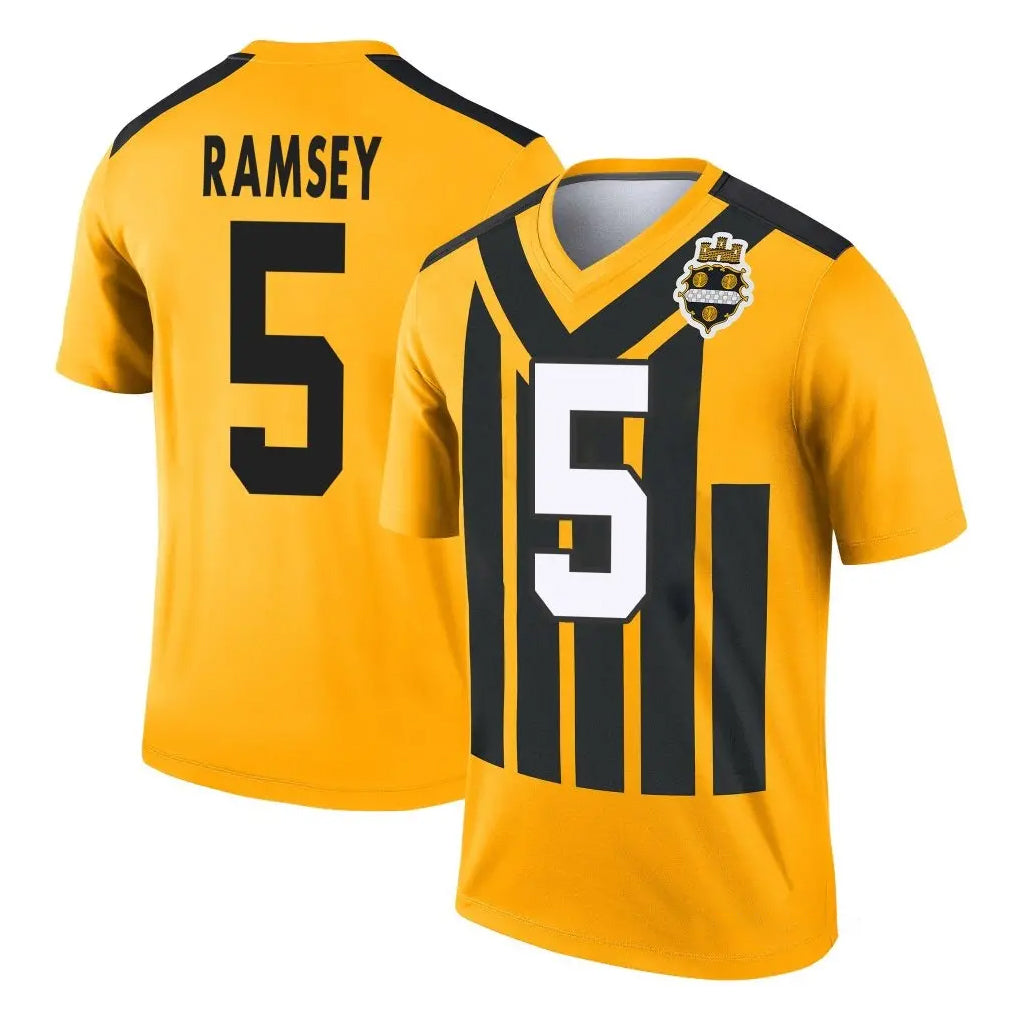 STECN P.Steelers #5 Jalen Ramsey Player Gold Legend Limited 1933 Throwback Performance Home Game Stitched Jerseys