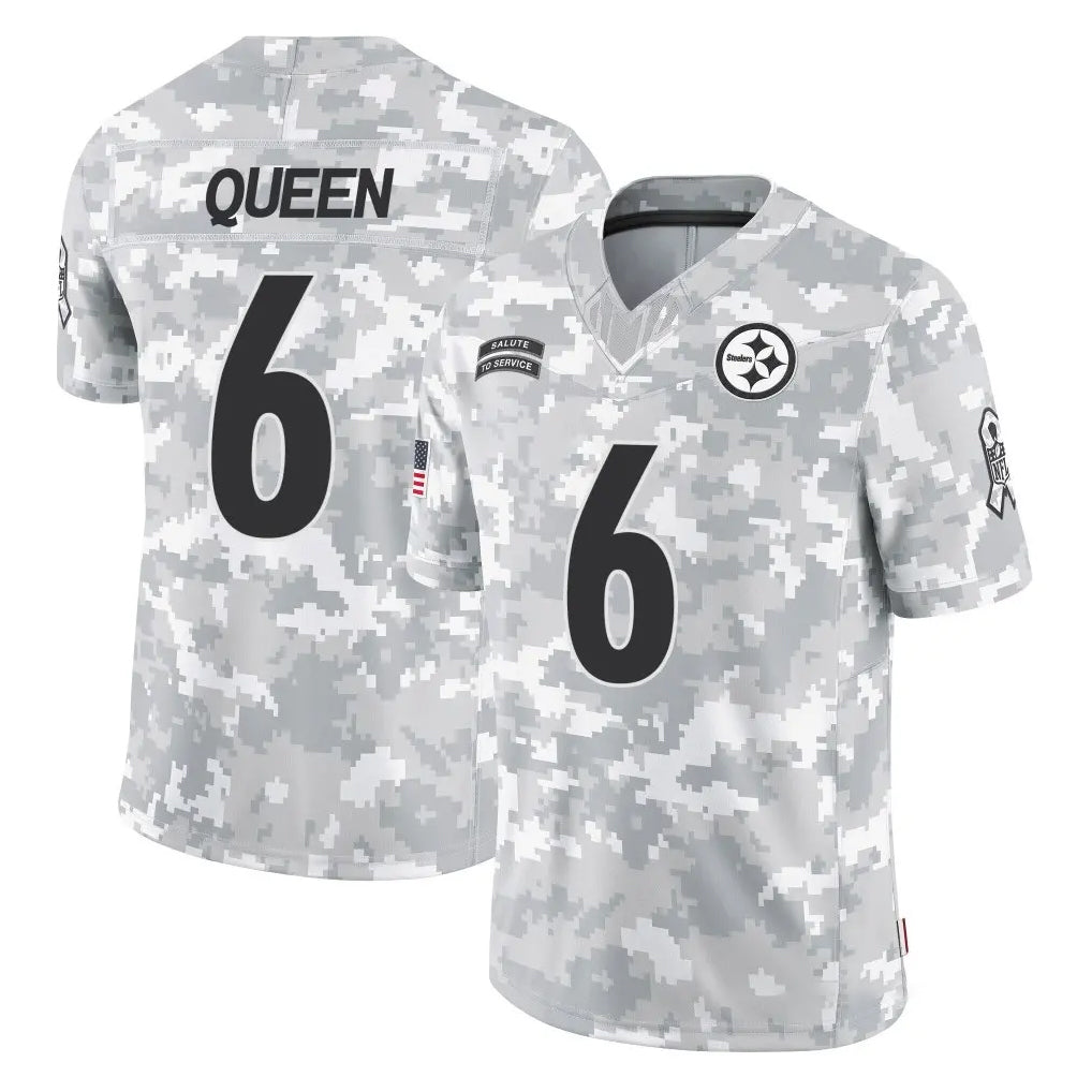 STECN P.Steelers #6 Patrick Queen Player Arctic Camo Limited Salute To Service Home Game Stitched Jerseys