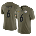 STECN P.Steelers #6 Patrick Queen Player Olive Limited Salute To Service Home Game Stitched Jerseys