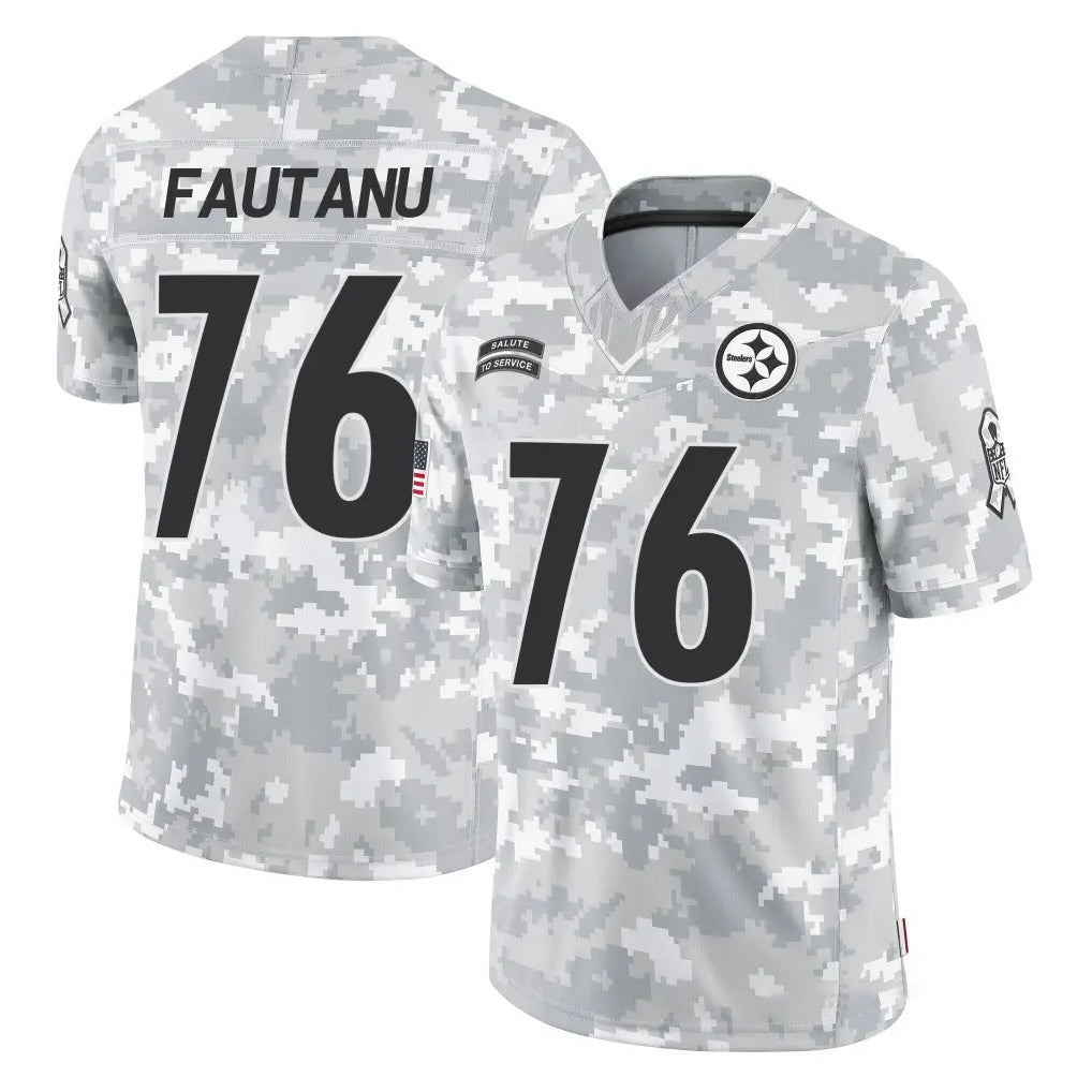 STECN P.Steelers #76 Troy Fautanu Player Arctic Camo Limited Salute To Service Home Game Stitched Jerseys