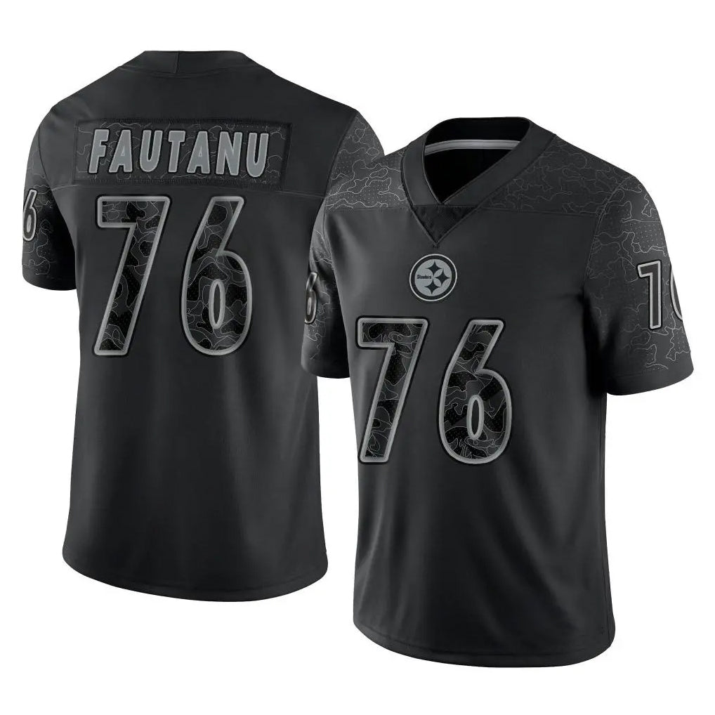 STECN P.Steelers #76 Troy Fautanu Player Black Reflective Limited Home Game Stitched Jerseys