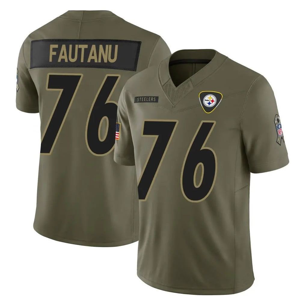 STECN P.Steelers #76 Troy Fautanu Player Olive 2025 Salute To Service Limited Home Game Stitched Jerseys