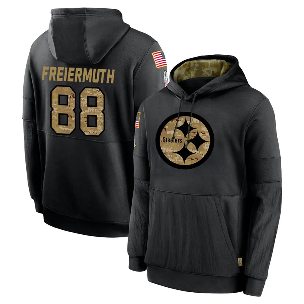STECN P.Steelers #88 Pat Freiermuth Player Black Salute to Service Hoodies Limited Game Stitched Jerseys