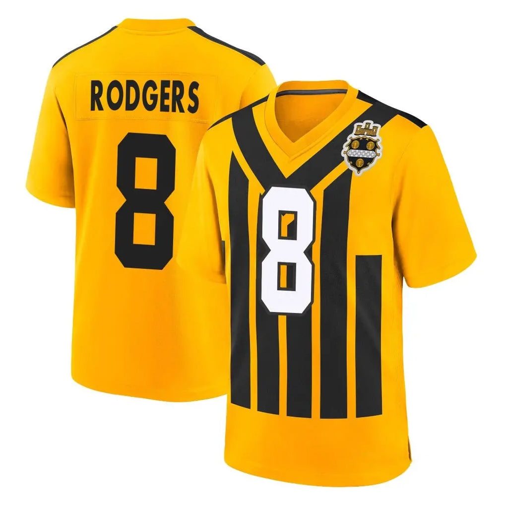 STECN P.Steelers #8 Aaron Rodgers Player Gold Limited 1933 Throwback Home Game Stitched Jerseys