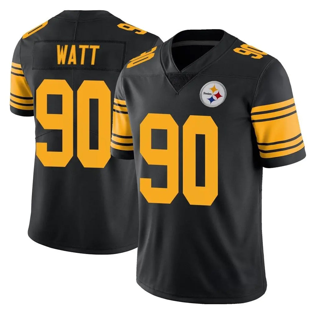 STECN P.Steelers #90 T.J. Watt Player Black Limited Color Rush Home Game Stitched Jerseys
