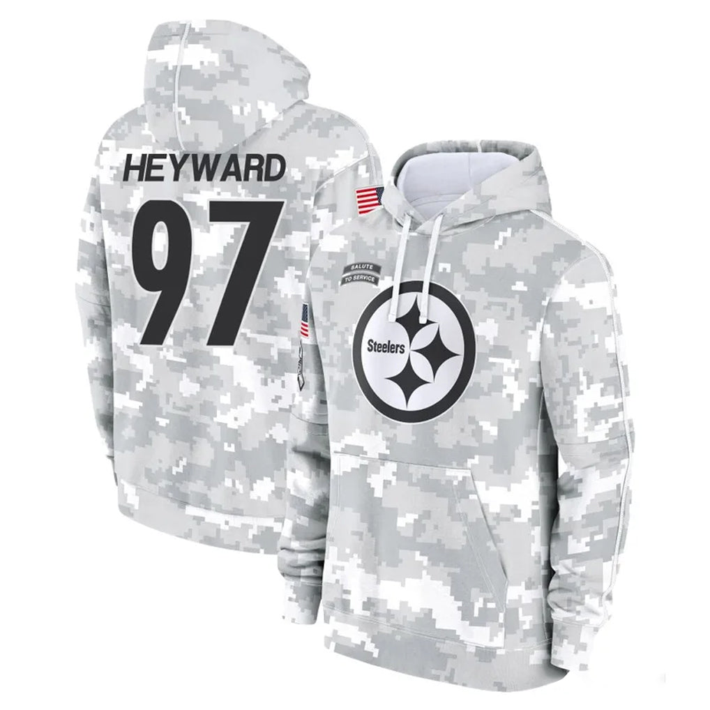 STECN P.Steelers #97 Cameron Heyward Player Arctic Camo Limited Salute to Service Pullover Hoodies Game Stitched Jerseys