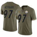 STECN P.Steelers #97 Cameron Heyward Player Salute To Service Limited Olive Stitched Jerseys