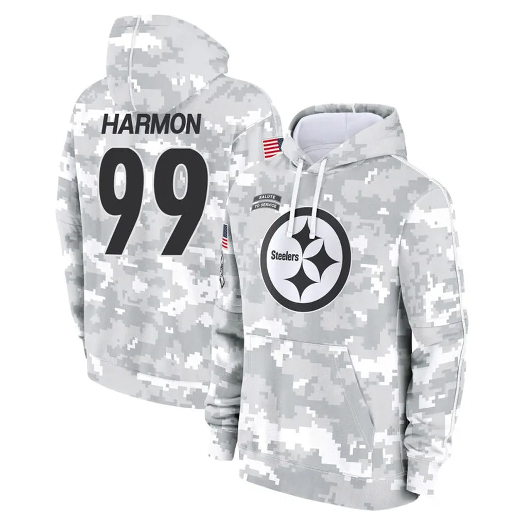 STECN P.Steelers #99 Derrick Harmon Player Arctic Camo Limited Salute to Service Pullover Hoodies Game Stitched Jerseys
