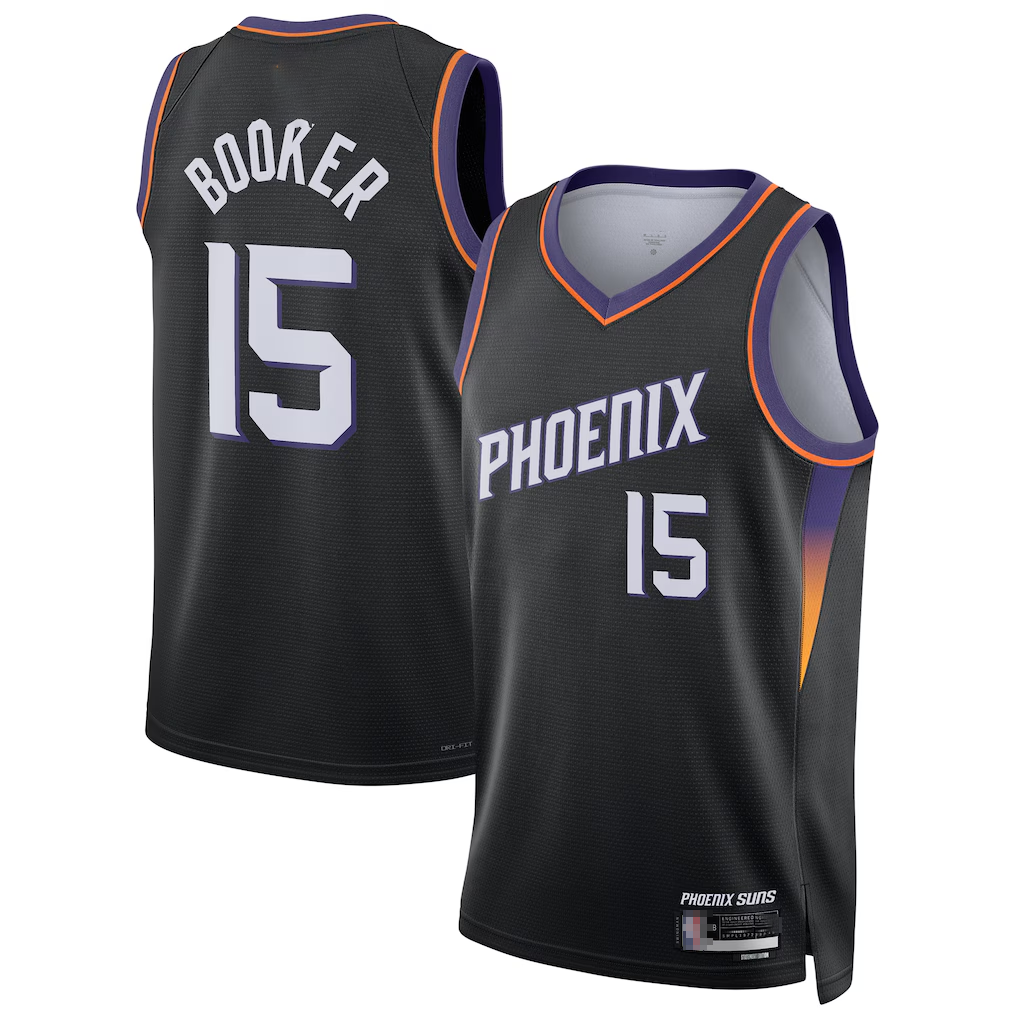 STECN P.Suns #15 Devin Booker Black Swingman Jerseys - Statement Edition