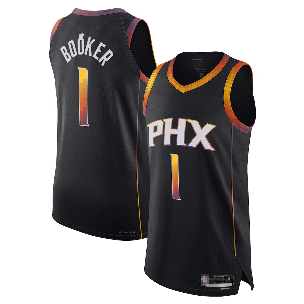 STECN P.Suns #1 Devin Booker Black Authentic Player Jerseys - Statement Edition