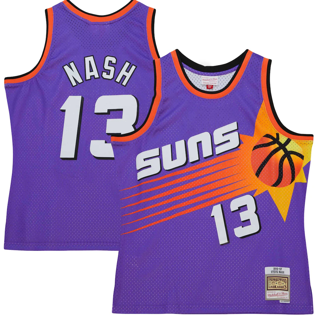 STECN P.Sunss #13 Steve Nash Mitchell & Ness Purple Hardwood Classics 1996-1997 Tropical Swingman Jerseys