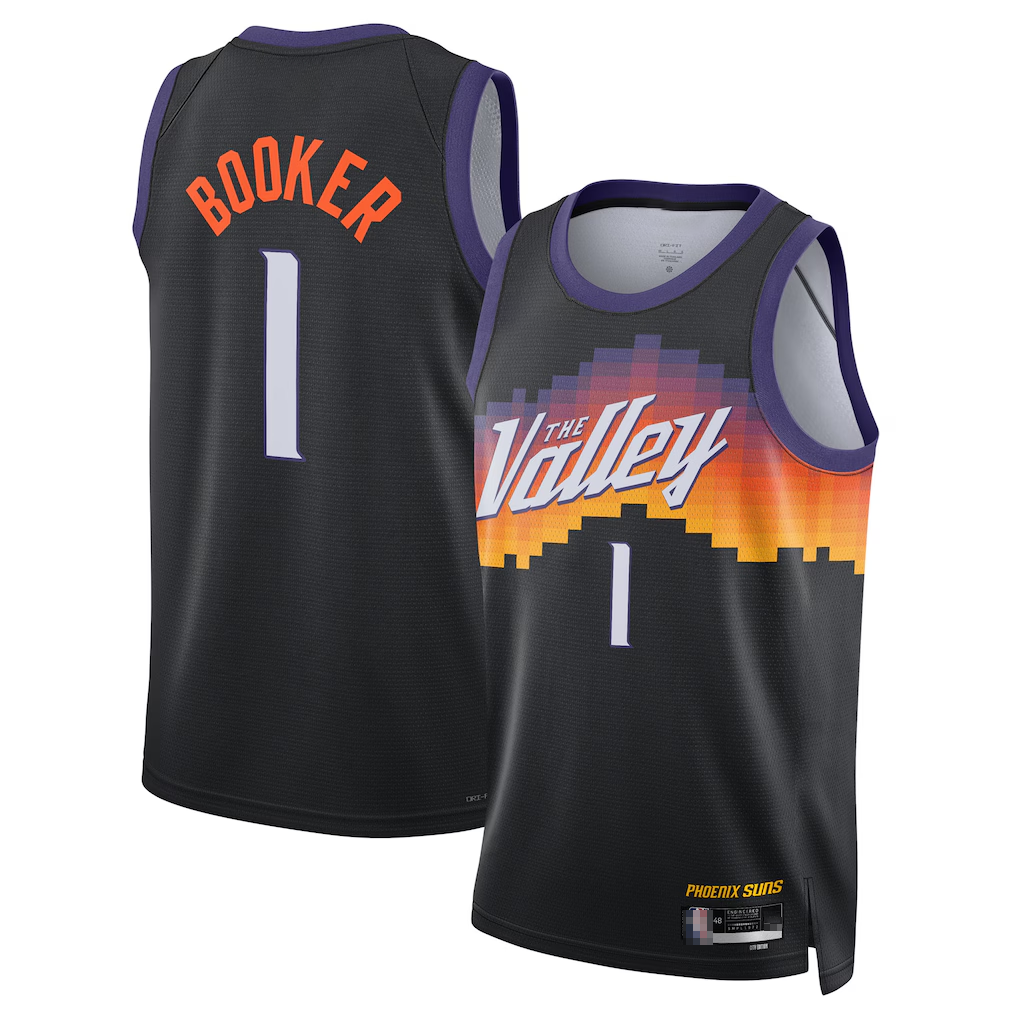 STECN P.Sunss #1 Devin Booker Black 2025-2026 Swingman Jerseys - City Edition