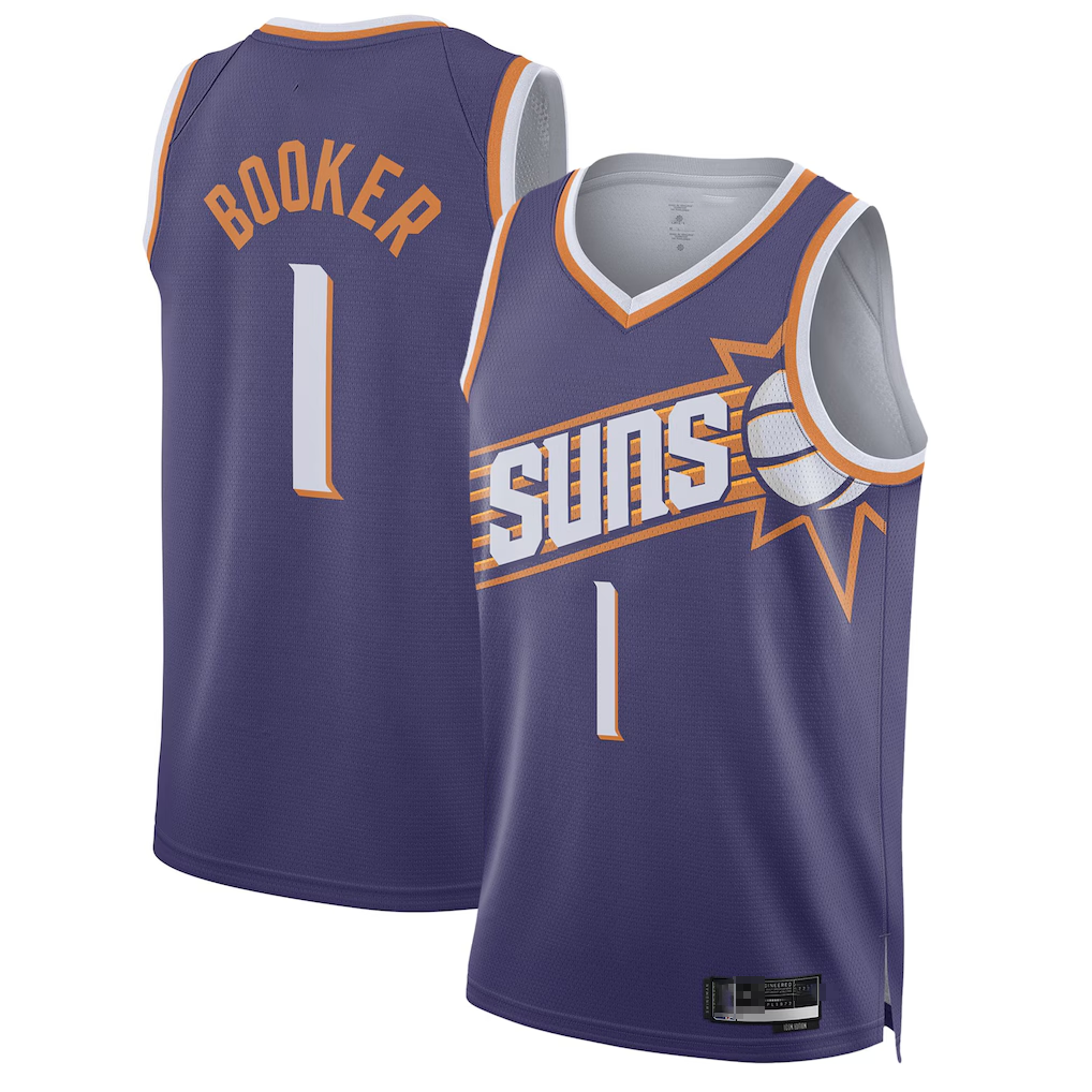 STECN P.Sunss #1 Devin Booker Purple Swingman Jerseys - Icon Edition