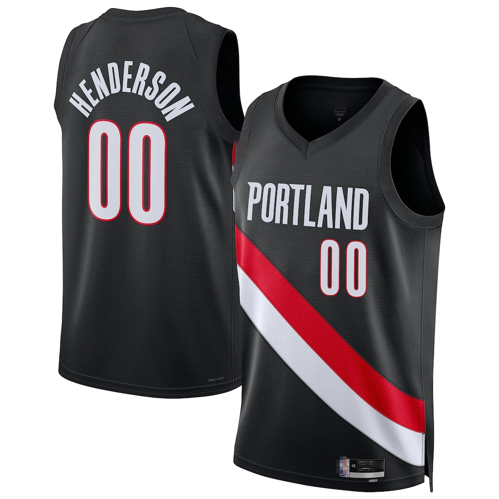STECN PT.Blazers #00 Scoot Henderson Black Swingman Jerseys - Icon Edition
