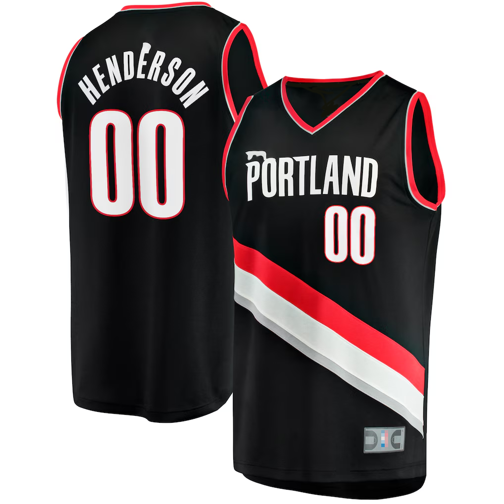 STECN PT.Blazers #00 Scoot Henderson Fanatics Black Fast Break Replica Jerseys - Icon Edition