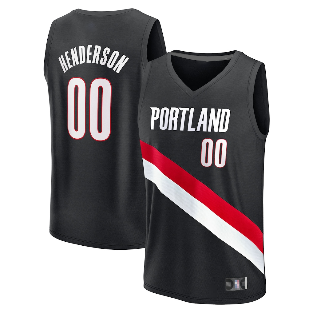 STECN PT.Blazers #00 Scoot Henderson Fanatics Black Fast Break Replica Jerseys - Icon Edition