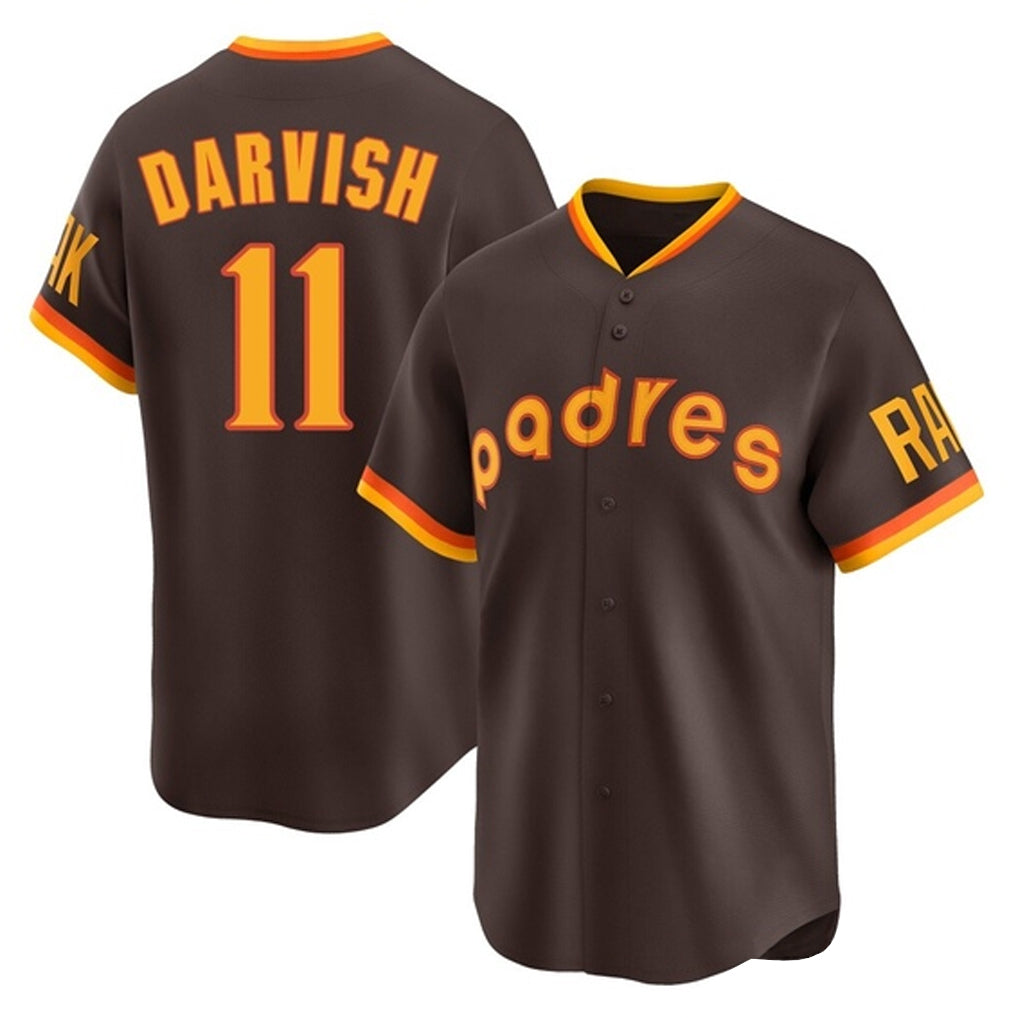 STECN S.Diego Padres #11 Yu Darvish Player Brown Home Cooperstown Collection Replica Game Stitched Jerseys