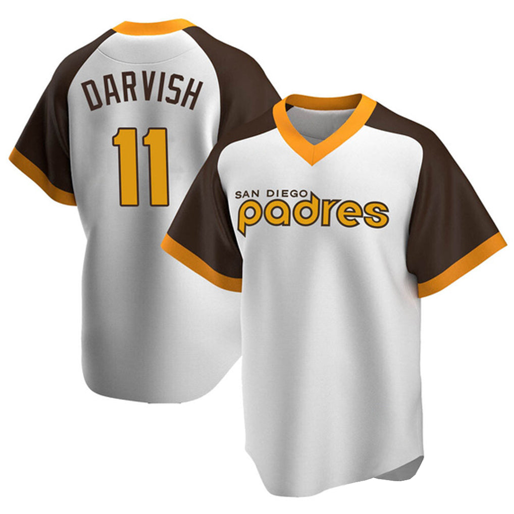STECN S.Diego Padres #11 Yu Darvish Player White Home Cooperstown Collection Replica Game Stitched Jerseys