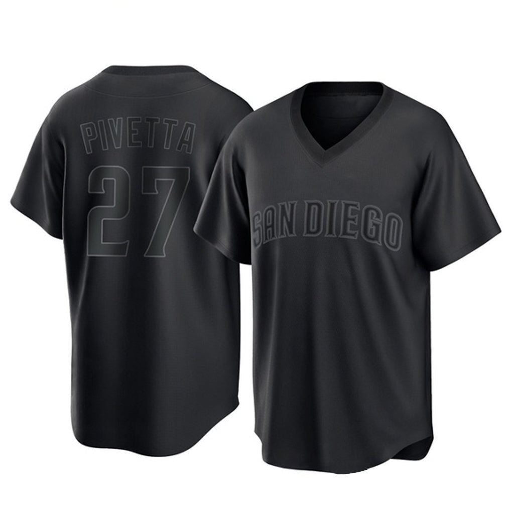 STECN S.Diego Padres #27 Nick Pivetta Player Black Pitch Fashion Game T-shirt Stitched Jerseys