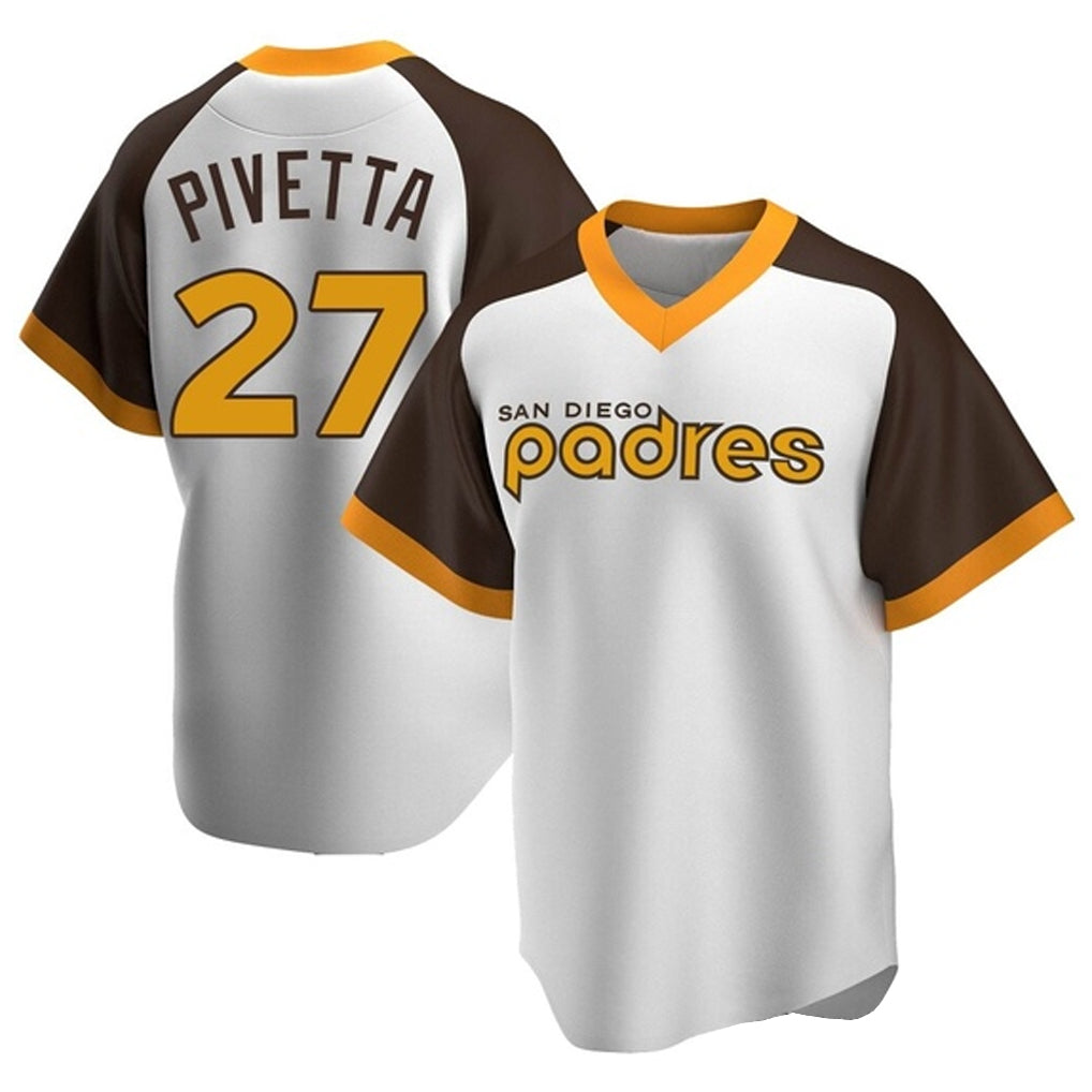 STECN S.Diego Padres #27 Nick Pivetta Player White Home Cooperstown Collection Replica Game Stitched Jerseys