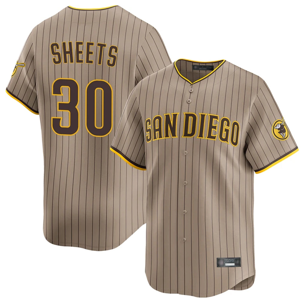 STECN S.Diego Padres #30 Gavin Sheets Player Khaki Home Limited Stitched Jerseys