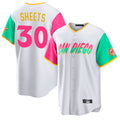 STECN S.Diego Padres #30 Gavin Sheets Player White City Connect Home Game Stitched Jerseys