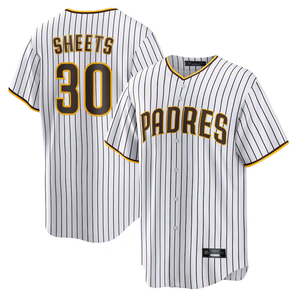 STECN S.Diego Padres #30 Gavin Sheets Player White Home Game Stitched Jerseys