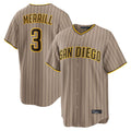 STECN S.Diego Padres #3 Jackson Merrill Player Khaki Home Game Stitched Jerseys