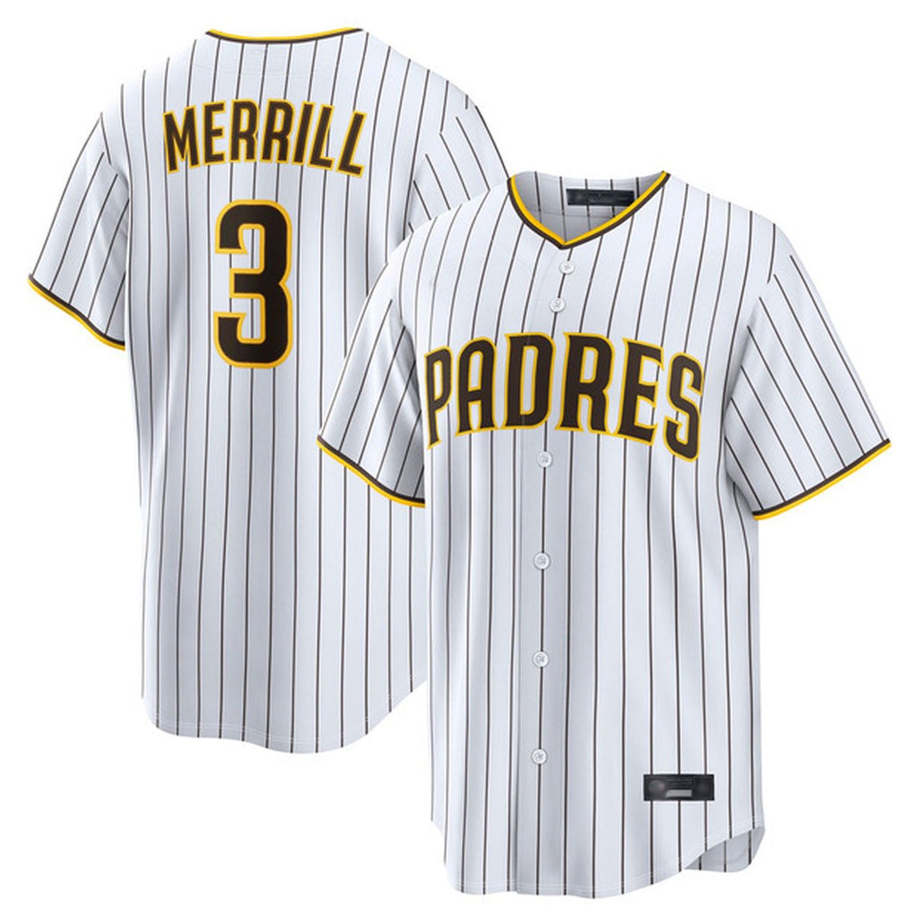 STECN S.Diego Padres #3 Jackson Merrill Player White Cooperstown Collection Home Game Stitched Jerseys