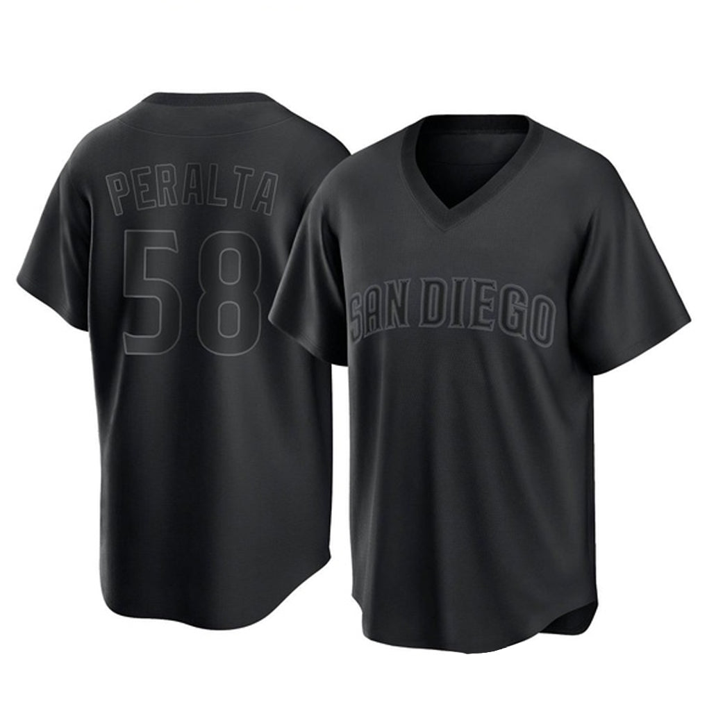 STECN S.Diego Padres #58 Wandy Peralta Player Black Pitch Fashion Game T-shirt Stitched Jerseys