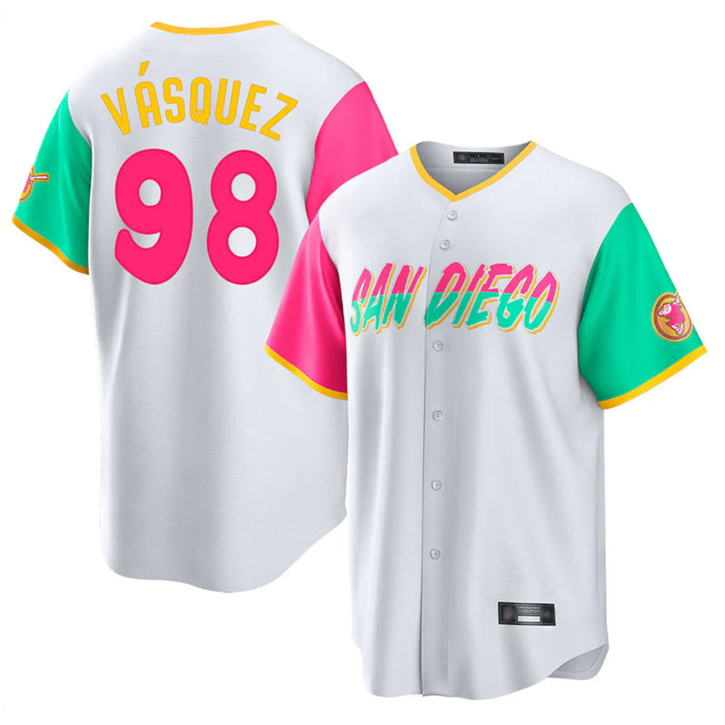STECN S.Diego Padres #98 Randy Vasquez Player White City Connect Home Game Stitched Jerseys