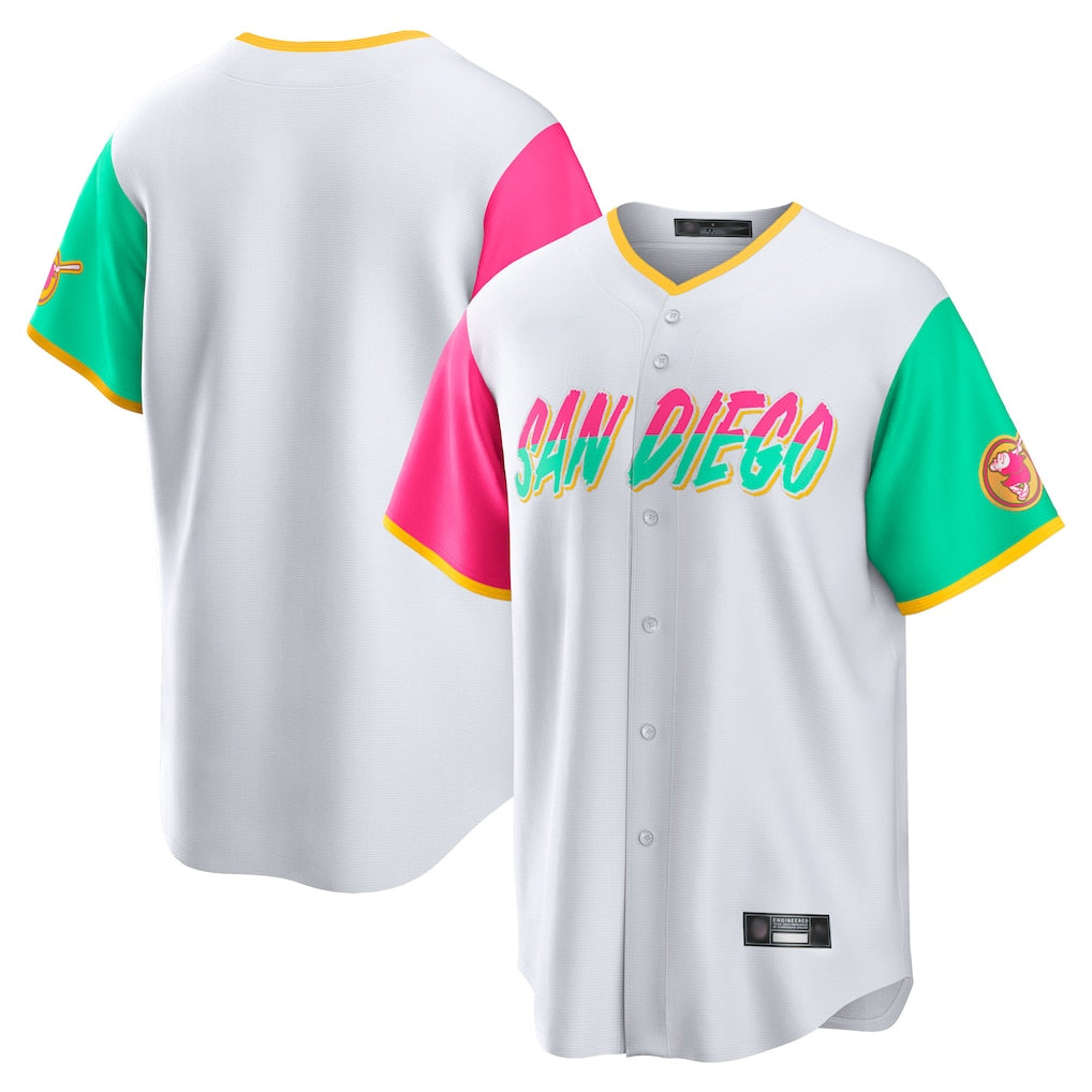 STECN S.Diego Padres Blank Player White City Connect Home Game Stitched Jerseys
