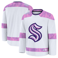STECN S.Kraken White 2024 Hockey Fights Cancer Practice Jerseys