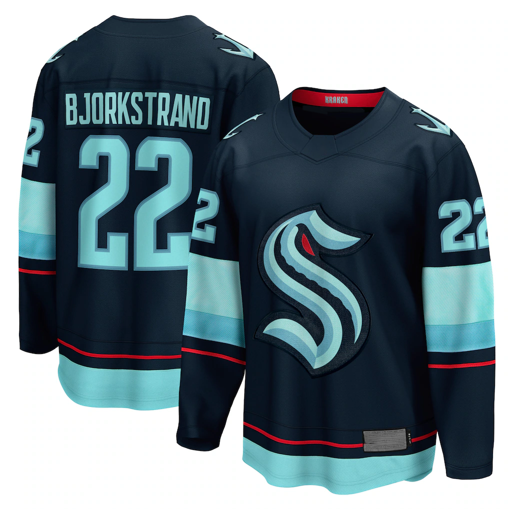 STECN S.Kraken #22 Oliver Bjorkstrand Deep Sea Blue Home Breakaway Player Jerseys