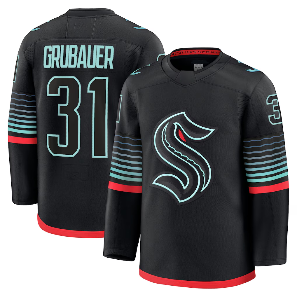 STECN S.Kraken #31 Philipp Grubauer Black Alternate Premium Player Jerseys