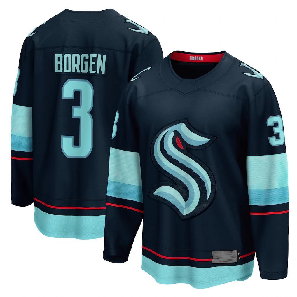 STECN S.Kraken #3 Will Borgen Deep Sea Blue Home Breakaway Player Jerseys