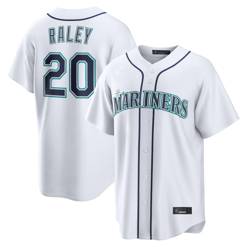 STECN S.Mariners #20 Luke Raley Player White Home Game Stitched Jerseys