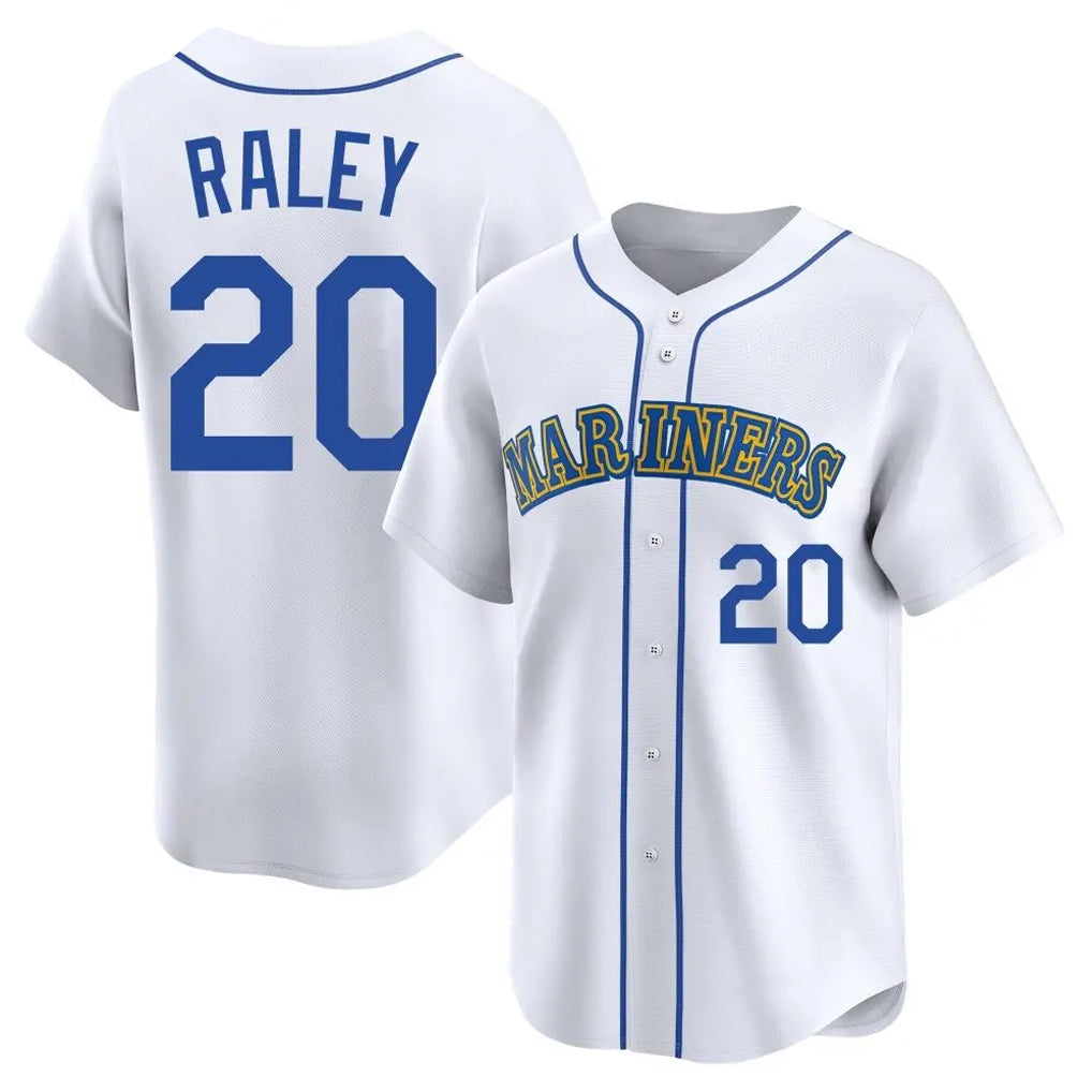 STECN S.Mariners #20 Luke Raley Player White Throwback Cooperstown Collection Limited Game Stitched Jerseys