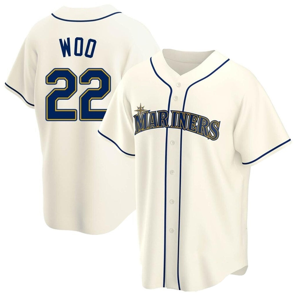 STECN S.Mariners #22 Bryan Woo Player Cream Home Game Stitched Jerseys