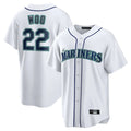 STECN S.Mariners #22 Bryan Woo Player White Home Game Stitched Jerseys