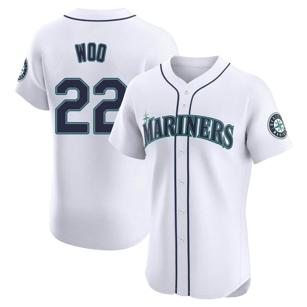 STECN S.Mariners #22 Bryan Woo Player White Home Limited Elite Stitched Jerseys