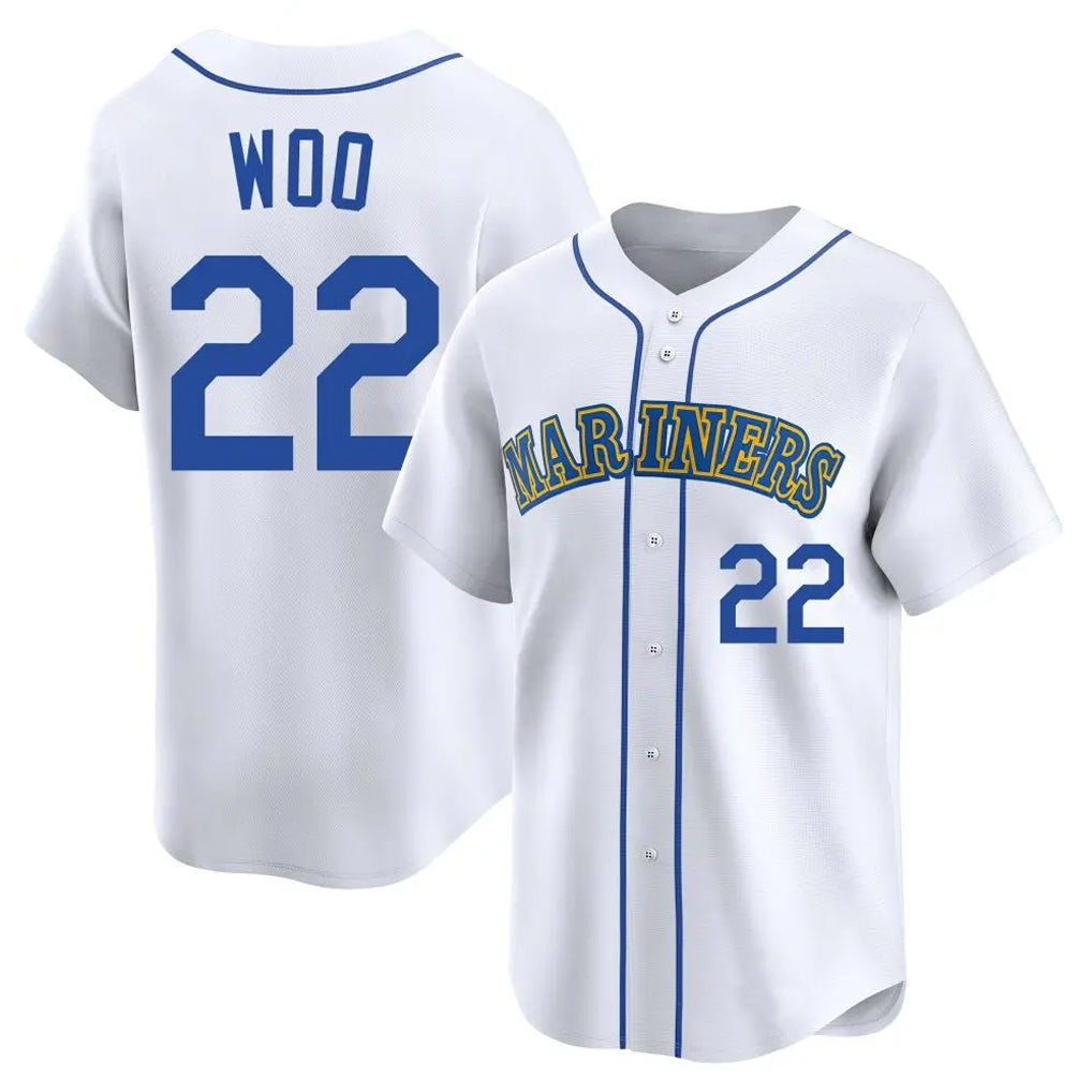 STECN S.Mariners #22 Bryan Woo Player White Pitch Fashion Game Stitched Jerseys
