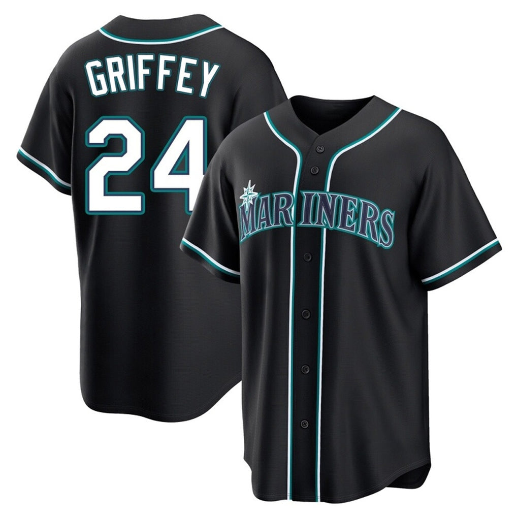 STECN S.Mariners #24 Ken Griffey Jr Player Black Fashion Home Limited Stitched Jerseys