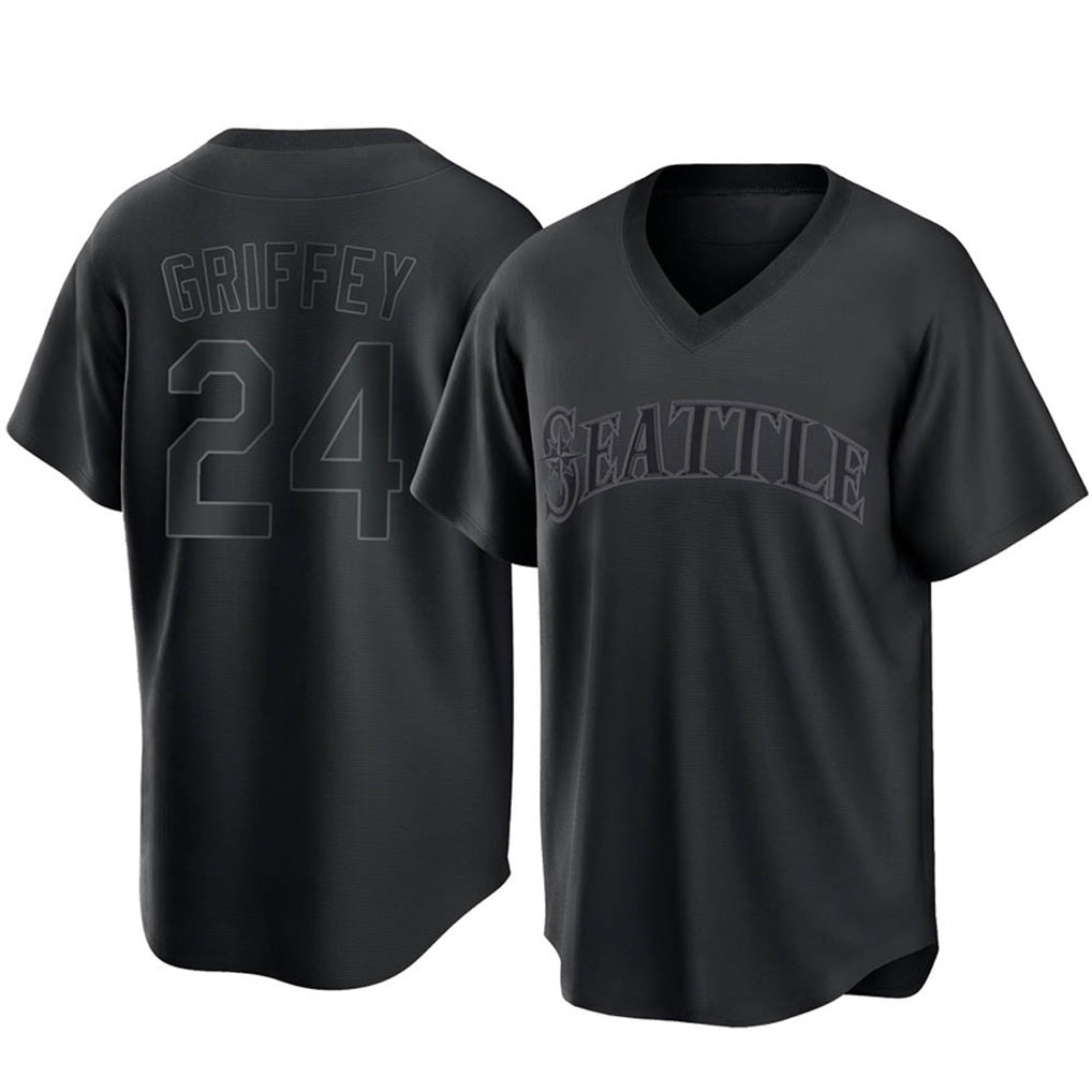 STECN S.Mariners #24 Ken Griffey Jr Player Black Replica Fashion T-shirt Stitched Jerseys