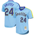 STECN S.Mariners #24 Ken Griffey Jr Player Light Blue Mitchell & Ness Cooperstown Collection Game Stitched Jerseys